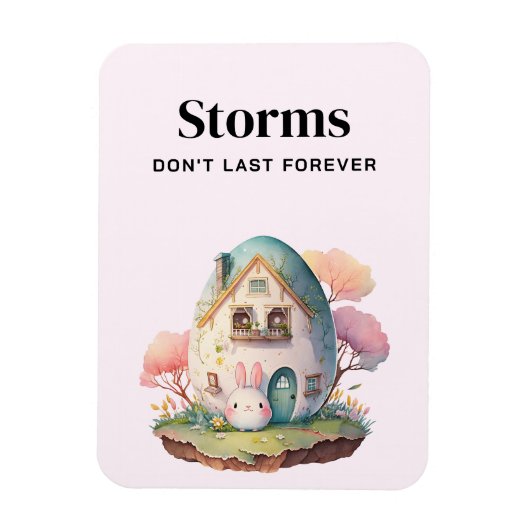 ピンクパステルバニー&エッグハウス勇気付けられる マグネット (縦)
