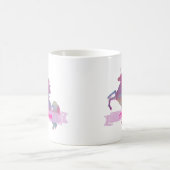 ピンクパステルパッチワークユニコーンシルエットデザインCo コーヒーマグカップ (中央)