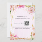 *~* ピンクパステルフラワーのRSVP AR15 QRコードをやります 招待状 (裏面)