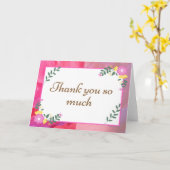 ピンクパステルフラワーズサンキュー カード (黄色い花)