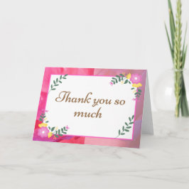 ピンクパステルフラワーズサンキュー カード