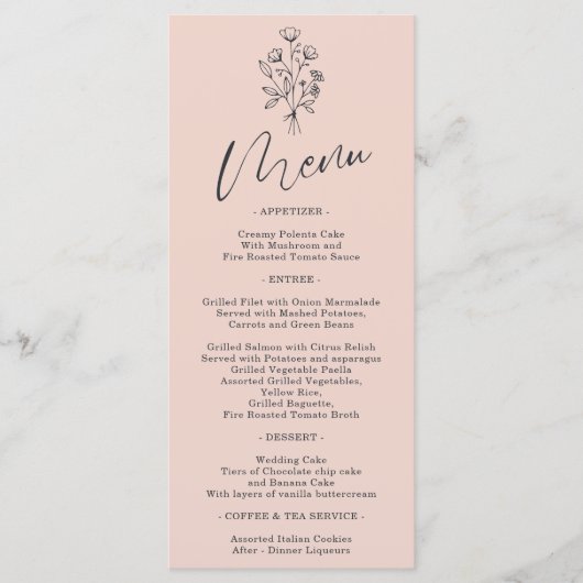 ピンクパステルフラワーボヘミアンシンプル植物学 メニュー (正面)