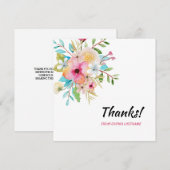 ピンクパステルフローラパーソナライズされたノート サンキューカード (正面/裏面)
