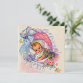 ピンクパステルベビーガールシャワー 招待状 (スタンド正面)