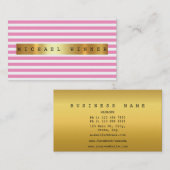 ピンクパステルホワイトストライプティズビップゴールデンフォイル 名刺 (正面/裏面)