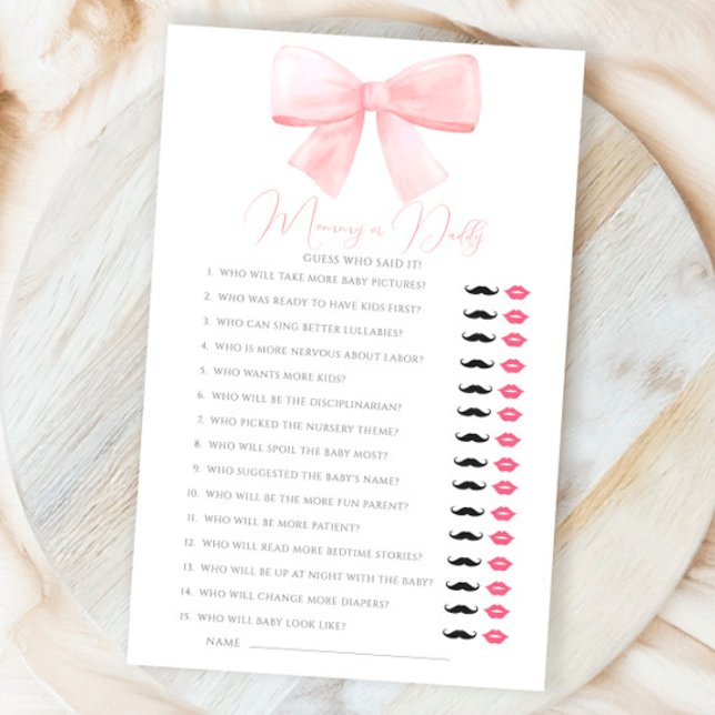 ピンクパステルボウママまたはパパ誰がゲームを推測 (クリエイターアップロード済み)