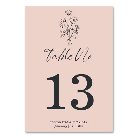 ピンクパステルボホボタニカルシグネチャーフローラ テーブルナンバー (正面)