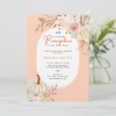 ピンクパステルボホーパンプキンオータムベビーシャワー 招待状 (スタンド正面)