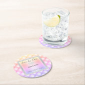 ピンクパステルモダンダイヤモンドデイトコースターを保存 ラウンドペーパーコースター (インサイチュ)