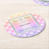 ピンクパステルモダンダイヤモンドデイトコースターを保存 ラウンドペーパーコースター (アングル)