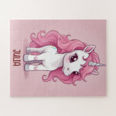 ピンクパステルユニコーンパーソナライズされた ジグソーパズル (横)