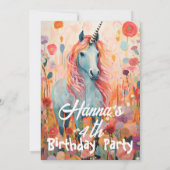 ピンクパステルユニコーン折り紙グリーティング 招待状 (裏面)