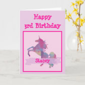 ピンクパステルユニコーン誕生日カード カード (黄色い花)