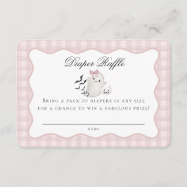 ピンクパステルリトルブー幽霊おむつラッフルインサート エンクロージャーカード