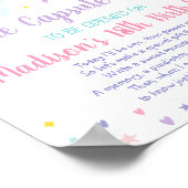 ピンクパステルレインボーファースト誕生日タイムカプセル ポスター (角)