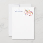 ピンクパステルレインボーユニコーンキッズパーソナルノート サンキューカード (正面)