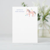 ピンクパステルレインボーユニコーンキッズパーソナルノート サンキューカード (スタンド正面)