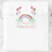ピンクパステルレインボー&バルーンガールベビーシャワー スクエアシール (バッグ)