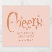 ピンクパステルレッドレトロブライダルシャワー スパークリングワインラベル (シングルラベル)