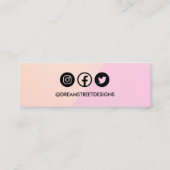 ピンクパステルロゴソーシャルメディアイヤリングディスプレイカード スキニー名刺 (裏面)