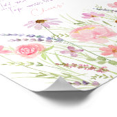 ピンクパステルワイルドフラワーベビーシャワーミモザバーサイン ポスター (角)