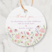 ピンクパステルワイルドフラワーベビーシャワー フェイバータグ (正面)