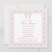 ピンクパステルヴィンテージベビーガールシャワー 招待状 (裏面)