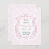 ピンクパステルヴィンテージ華美バウ誕生日 招待状 (正面/裏面)