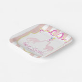 ピンクパステル恐竜バースデーパーティープレート ペーパープレート (傾斜あり)