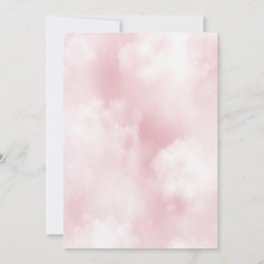 ピンクパステル我々はクラウド9ベビーシャワー上にある 招待状 (裏面)