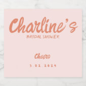 ピンクパステル手書きレトロブライダルシャワー スパークリングワインラベル (シングルラベル)