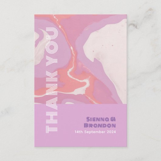 ピンクパステル抽象芸術アト結婚ルズサンキューカード サンキューカード (正面)