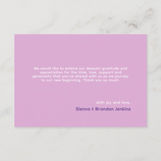 ピンクパステル抽象芸術アト結婚ルズサンキューカード サンキューカード (裏面)