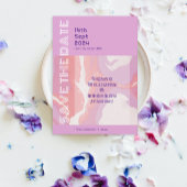 ピンクパステル抽象芸術アートデイトカードを保存 セーブザデート