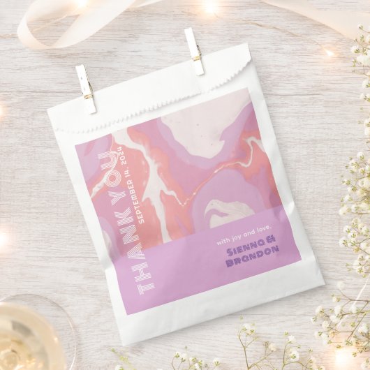 ピンクパステル抽象芸術アート結婚式の引き出物バッグ フェイバーバッグ (クリップ留めされた状態)