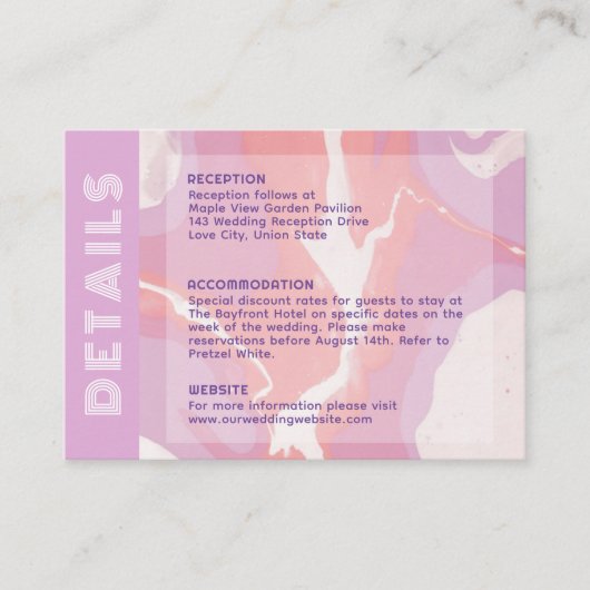 ピンクパステル抽象芸術結婚アートのエンクロージャカード エンクロージャーカード (正面)