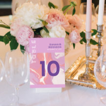 ピンクパステル抽象芸術結婚アートズテーブルカード