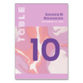 ピンクパステル抽象芸術結婚アートズテーブルカード テーブルナンバー (正面)