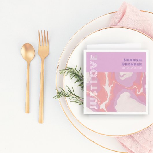 ピンクパステル抽象芸術結婚アートズナプキンス スタンダードカクテルナプキン