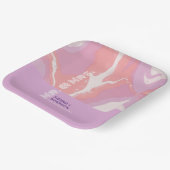 ピンクパステル抽象芸術結婚アート紙プレート ペーパープレート (傾斜あり)