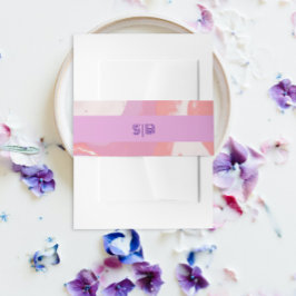 ピンクパステル抽象芸術結婚アート 招待状ベリーバンド