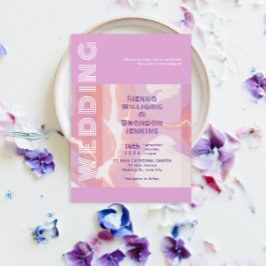 ピンクパステル抽象芸術結婚アート 招待状