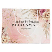 ピンクパステル水の色のブライドメイドありがとう ラージペーパーバッグ (裏面)