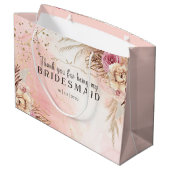 ピンクパステル水の色のブライドメイドありがとう ラージペーパーバッグ (裏面アングル)