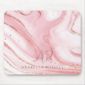 ピンクパステル金ゴールドグリッターマーブルカスタマイズ マウスパッド (正面)