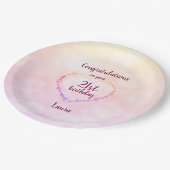 ピンクパステル21歳の誕生日 ペーパープレート (アングル)