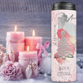 ピンクパステル6写真テンプレートシルバークリスマス タンブラー