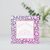 ピンクパステル ダイヤモンド プリンセス ティアラ 16歳の誕生日 招待状 (スタンド正面)