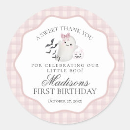 ピンクパステル リトルブー おばけの誕生日パーティーファーバー ラウンドシール
