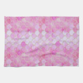 ピンクパステル&金ゴールドきらめくマーメイドスケールパターン キッチンタオル (横)